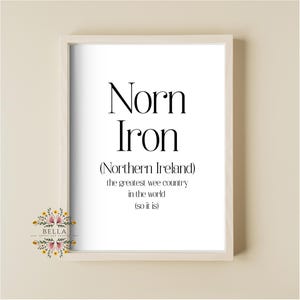 Noord-Ierland print voor thuis, nornijzer, grappig citaat print, woondecoratie, Ierse muurkunst, Ierse woning print, restaurant print, bar decor