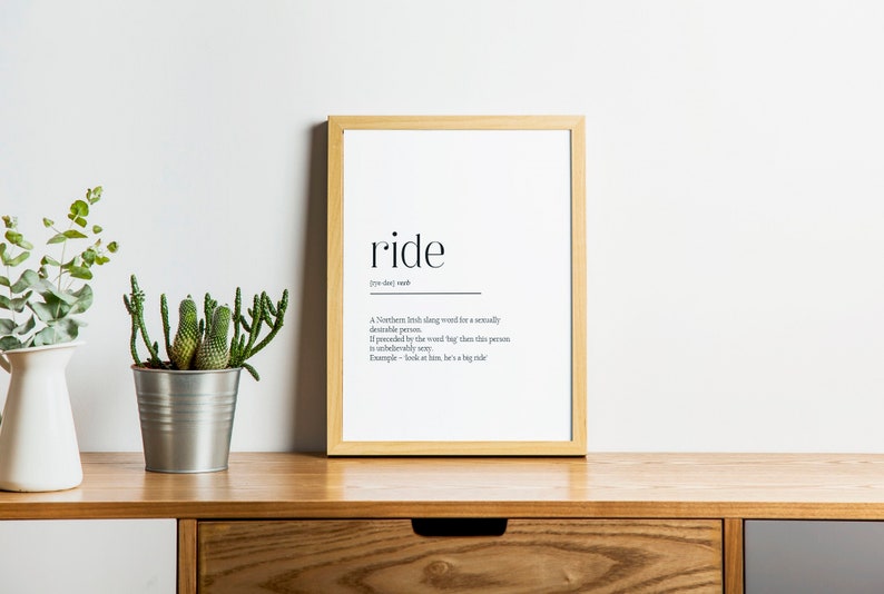 Ride Definition Print Northern Ireland Funny Definition Etsy UK