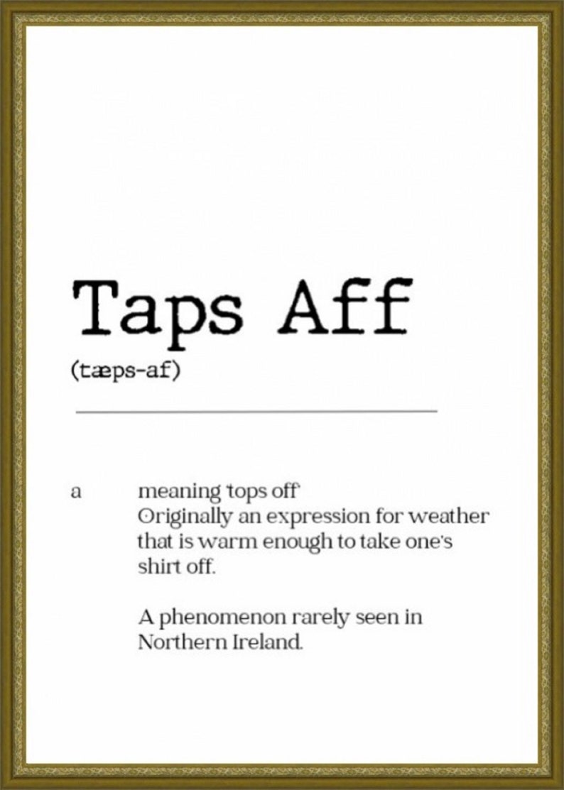 Taps Aff funny definition print. Belfast. free postage Wall Etsy