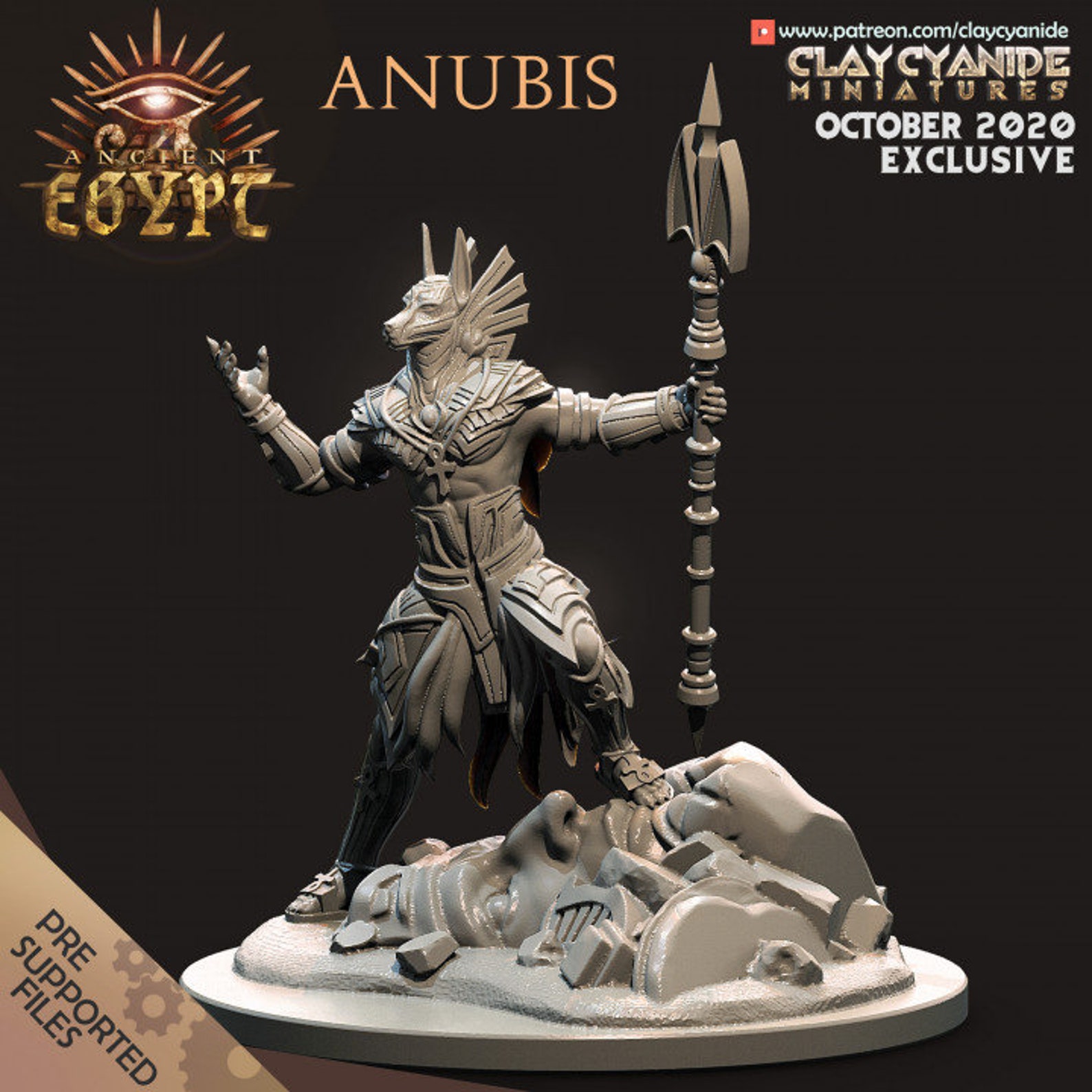 Clay Cyanide Anubis Miniature 60mm Egyptian God miniature | Etsy