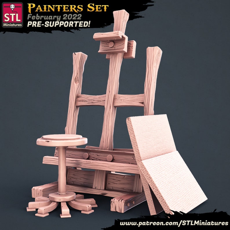 STL Miniatures Painter Easel Scenery Painters Set STL | Etsy