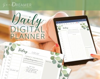 Daily Digital Planner  |  Undated GoodNotes Planner  |  Green plant theme planner | Notability Planner | iPad Planner
