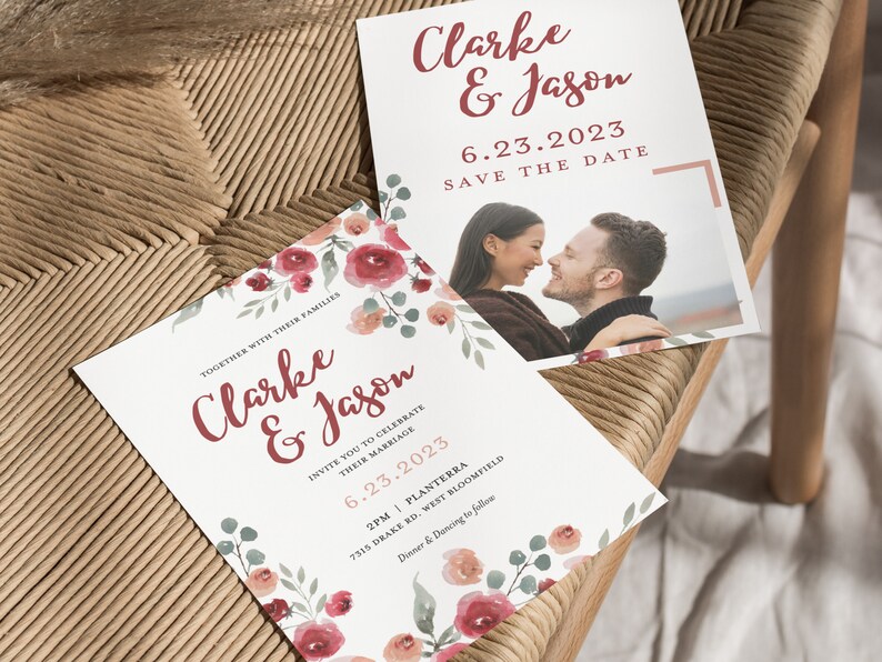 Rose Garden Summer Wedding Invite Set DIY Wedding Invite Templates image 4