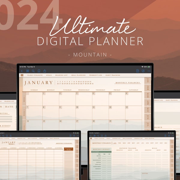2024 All-In-One Digital Planner: Mountain |  Dated Planner  |  Notability Planner  |  GoodNotes Planner