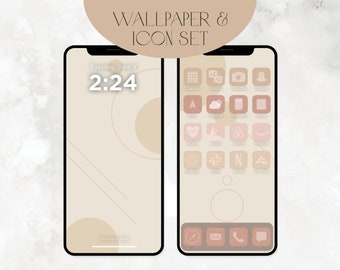 Modern Blush Phone Wallpaper and Icon Set, 120+ Icons in 4 aesthetic shades