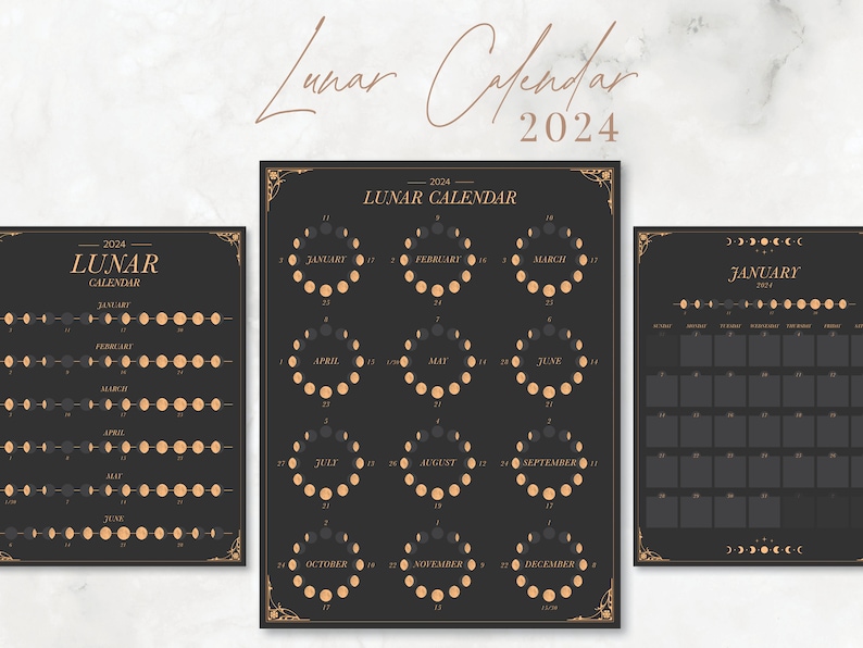 2024 Lunar Calendar, Digital Download Full 2024 Calendar Etsy