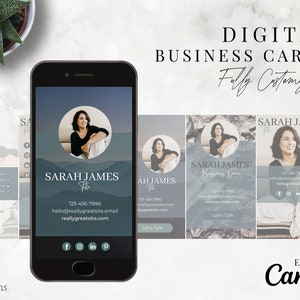 Digital Business Card Template Canva  |  Green Minimalism design
