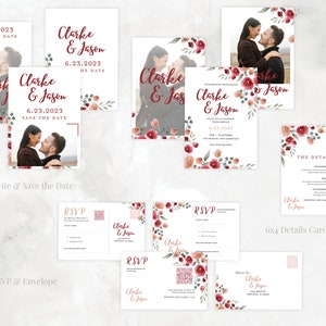 Rose Garden Summer Wedding Invite Set DIY Wedding Invite Templates image 5