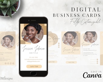 Digital Business Card Template Canva  |  Soft Neutrals design