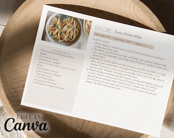 Recipe Card Templates, Printable Recipe cards, DIY Edit-to-Print 4x6 & 5x7 cards