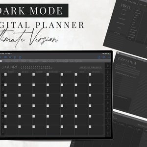 Dark Mode All In One Ultimate Digital Planner, Goodnotes planner, Undated Digital Journal