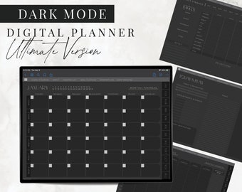 Dark Mode All In One Ultimate Digital Planner, Goodnotes planner, Undated Digital Journal