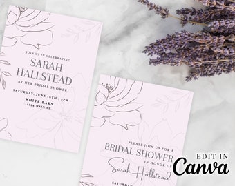 Pink Floral Bridal Shower Invite Template