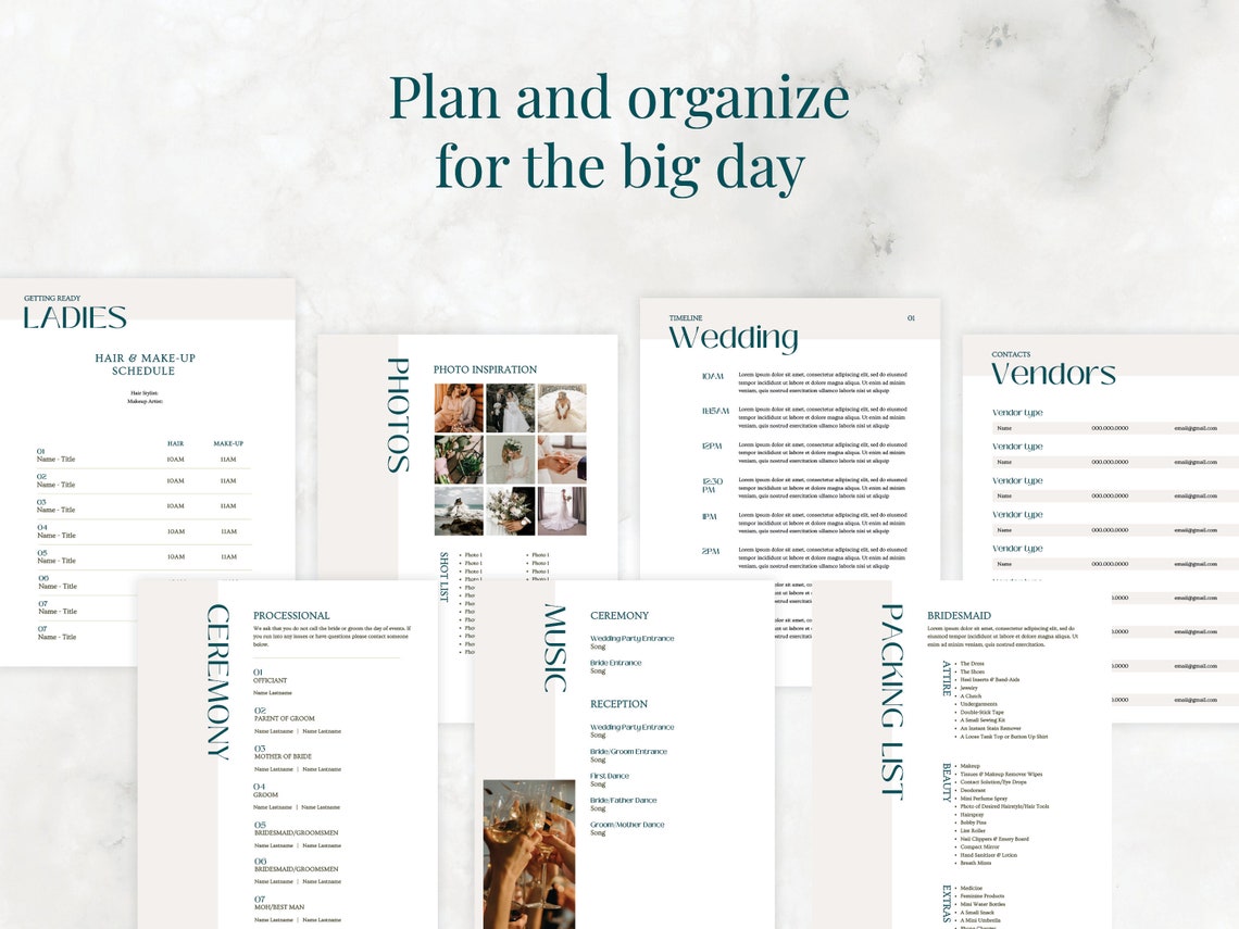 Wedding Weekend Itinerary and Planning Pack - Fully Customizable ...