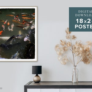Digital Download art print, Koi Fish Pond, Downloadable wall art
