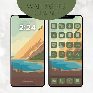 Sleeping Bear Phone Wallpaper and Icon Set, 120+ Icons in 4 aesthetic shades