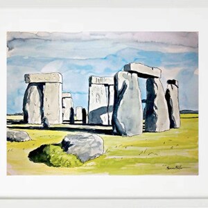 Stonehenge, England, Watercolor & Ink Painting, Wall Art, Gift, Travel Art, MemoryMakers
