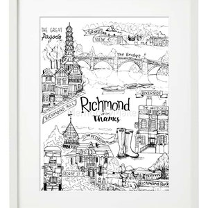 Richmond Medley Ink drawings Prints Richmond upon Thames Wall Art Gift Travel Art