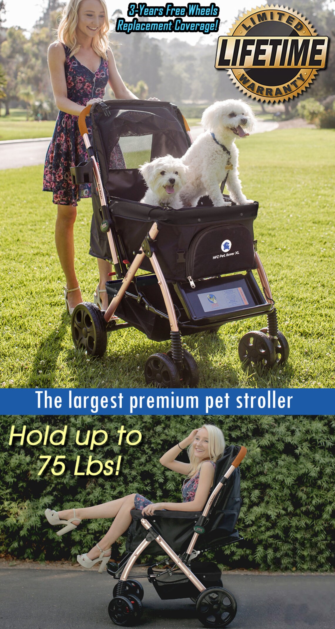 HPZ™ Pet Rover XL Extralong Premium Stroller for Etsy