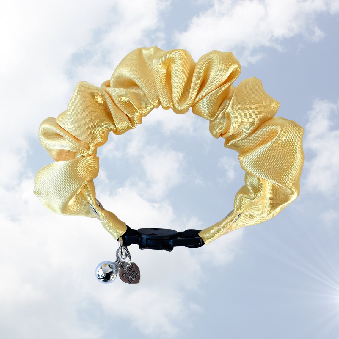 Sunshine Yellow Scrunchie Cat Collar with Breakaway Buckle and Etsy