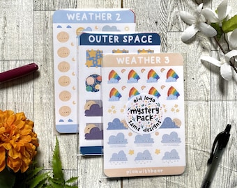 Sticker Sheet Mystery Pack (5 Count) | Sticker Sheets, Bullet Journal Stickers, Planner Stickers, Scrapbook Stickers, Sticker Flakes