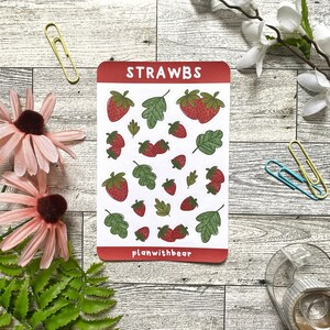 Erdbeeren Sticker Bogen | Bullet Journal Aufkleber, Planner Sticker, Briefpapier, Obst Sticker