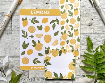 Lemon Stationery Bundle | Bullet Journal Sticker Sheet, Sticky Notes & Bookmark
