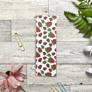 Strawberry Bookmark | Laminated Double-Sided Bookmark