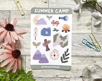 Summer Camp Sticker Sheet | Bullet Journal Stickers