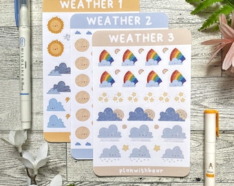 Paquete de pegatinas meteorológicas / Hojas de pegatinas, pegatinas de Bullet Journal