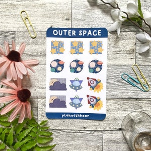 Hoja de pegatinas del espacio exterior / Pegatinas de Bullet Journal