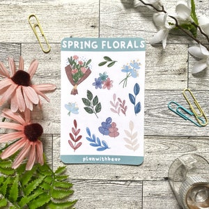 Feuille d'autocollants Fleurs printanières | Stickers Bullet Journal