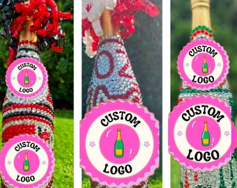 Custom Sparkly  Bed Party Bottles with ONE design fully bedazzled!