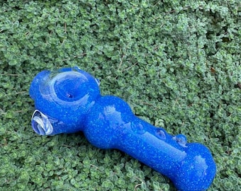 Fire Glitter Dolphin Glass Pipe: UV Reactive, Freezable, Collectible