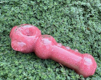 Dusty Pink Glitter Dolphin Glass Pipe: UV Reactive, Freezable, Collectible