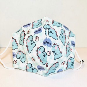 Baby Dragon Fitted Face Mask for Kids/Adults/Filter pocket, Nose wire, Elastic cords, Cord adjuster/Cotton/Muslin fabric/M/Boat Adult