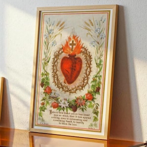 Immaculate Heart of Mary Art Print: Sacred Heart, Religious Devotional