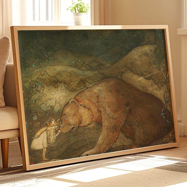 Stackars lilla björn av John Bauer Sagotryck: Björn och prins
