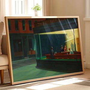 Edward Hopper Nighthawks Print: Iconic American Realism, Moody Diner Art