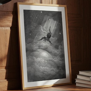 Gustave Dore - Satan in Paradise Lost Art Print: Occult Biblical Decor
