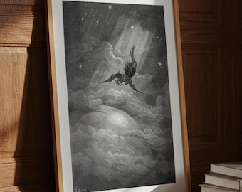 Gustave Dore - Satan in Paradise Lost Art Print: Occult Biblical Decor