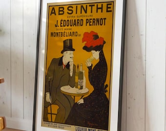 Manifesto pubblicitario d'epoca dell'assenzio: arte murale retrò francese, bevande classiche Robette