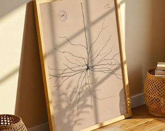 Antike Gehirn Anatomie Kunstdruck: Neuron Zeichnung von Ramon Santiago