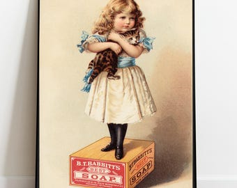 Pet of the Household Print, Vintage B. T. Babbitt’s Soap Advertisement, Retro Advertising Artwork