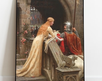 God Speed! (1900) by Edmund Leighton - Romantic Medieval Knight Art Print, Pre-Raphaelite Style Wall Decor