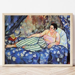 Suzanne Valadon - The blue room, Female portrait, Post impressionism, art reproduction, Classic painting, lady painting