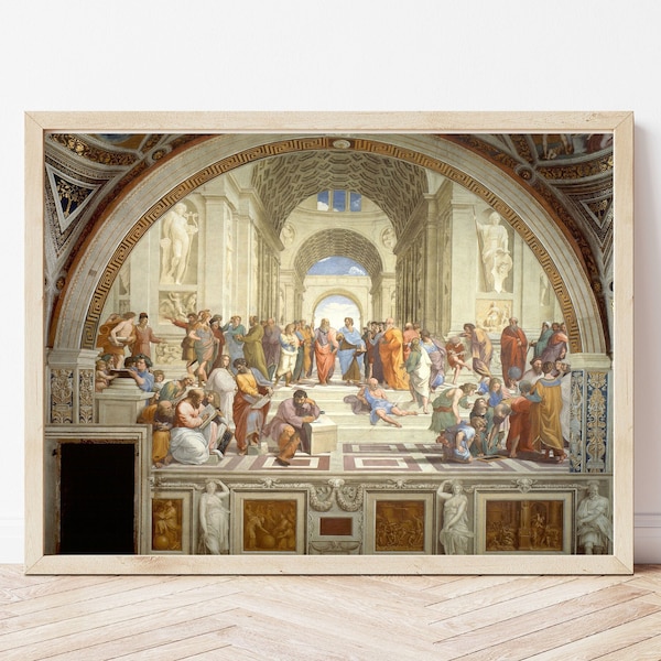 La Escuela de Atenas de Rafael: Reproducción de una impresión mural renacentista