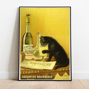 Absinthe Bourgeois Poster: Vintage French Cat Advert Print