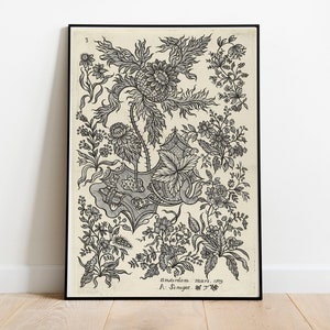 Dutch Floral Engraving Print: Alexander Senegat Vintage Art
