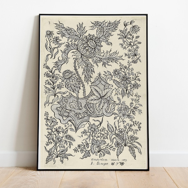 Grabado floral holandés: Alexander Senegat Vintage Art